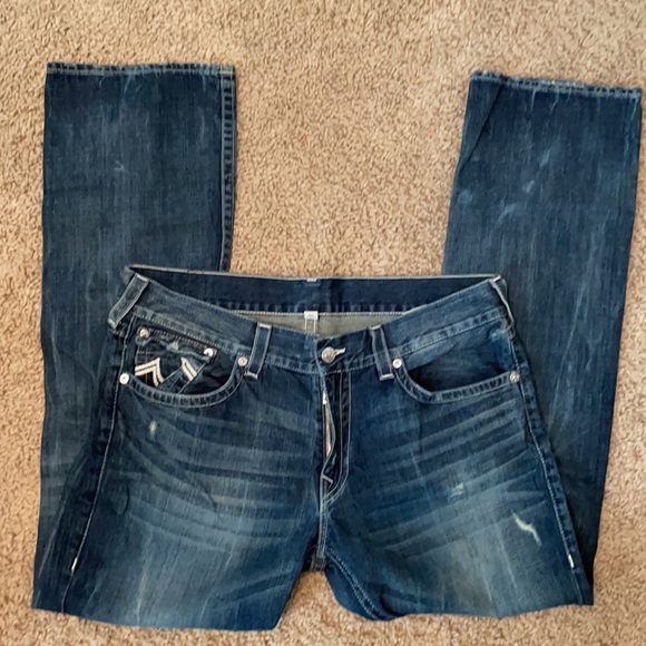 True Religion distressed straight leg jeans 38x34 - Picture 3 of 11